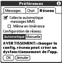 PALM TREO 650 - Personnalisation des paramètres de l'application messagerie - 5