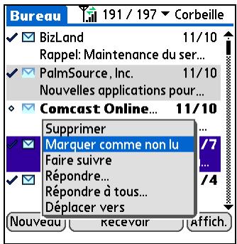PALM TREO 680 - Pour marquer le(s) message(s), procédé de l'une des façons suivantes: - 1