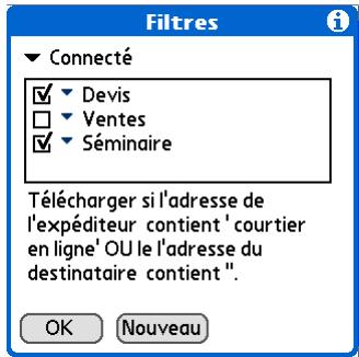 PALM TREO 680 - Activation et désactivation des filtres - 1