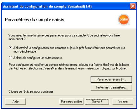 PALM TREO 680 - Configuration de versamail pour une utilisation avec des fournisseurs connus - 5