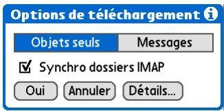 PALM TREO 680 - Activation et désactivation de la synchronisation des dossiers IMAP - 2