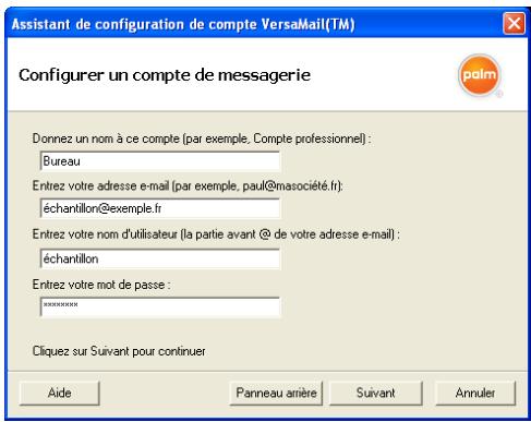 PALM TREO 680 - Configuration de versamail pour une utilisation avec un compte microsoft exchange activesync - 3