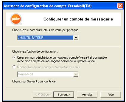 PALM TREO 680 - Configuration de versamail pour une utilisation avec d'autres fournisseurs - 2
