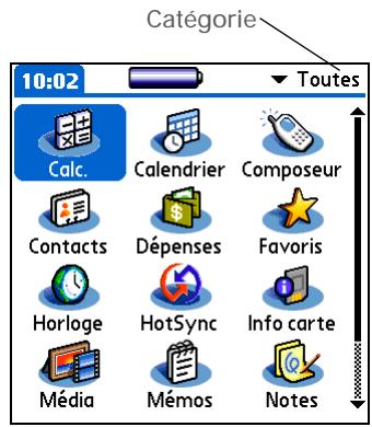 PALM TUNGSTEN E2 - Navigation dans la vue applications - 1