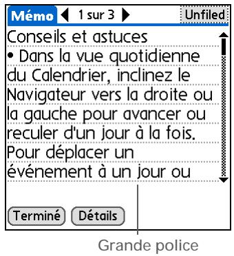 PALM TUNGSTEN E2 - Modification des polices de l'écran - 2
