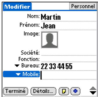 PALM TUNGSTEN E2 - Ajout d'un contact - 3