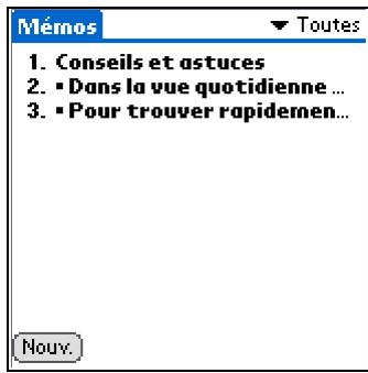 PALM TUNGSTEN E2 - Affichage et modification d'un mémo - 2