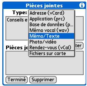 PALM TUNGSTEN E2 - Joindre un fichier à partir de votre ordinateur de poche - 1