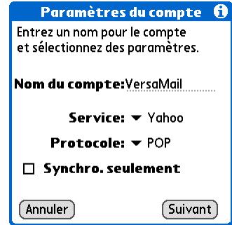 PALM TUNGSTEN E2 - Configuration d'un compte - 1