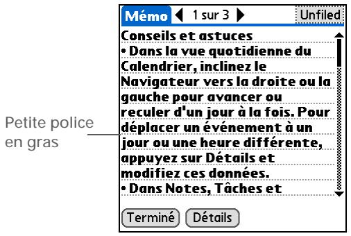 PALM TUNGSTEN E2 - Modification des polices de l'écran - 3