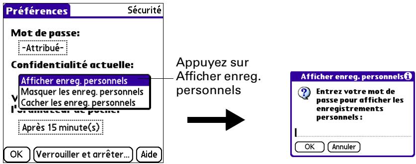 PALM TUNGSTEN T3 - Pour afficher tous les enregistrements personnels : - 1