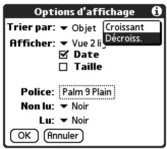 PALM TUNGSTEN T3 - Pour changer l'ordre de tri : - 2