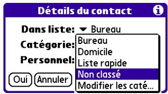 PALM TUNGSTEN T3 - Pour placer un enregistrement dans une catégorie : - 1