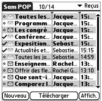 PALM TUNGSTEN T3 - Pour déplacer plusieurs e-mails : - 1