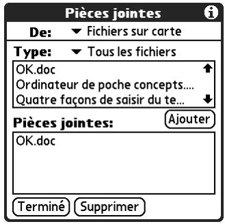 PALM TUNGSTEN T3 - Pour joindre un fichier à partir d'une carte d'extension : - 4