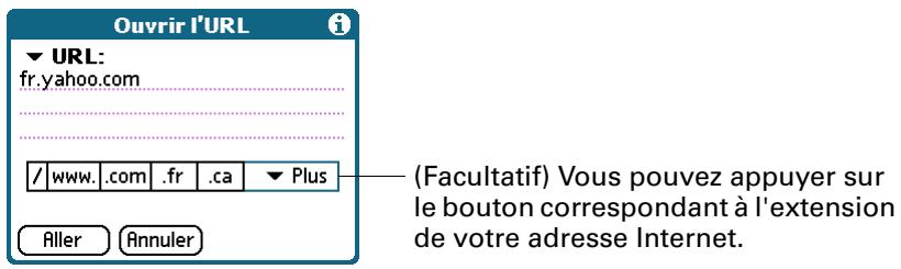 PALM TUNGSTEN T3 - Pour consulter une page web au moyen de la boîte de dialogue ouvrir l'url : - 1
