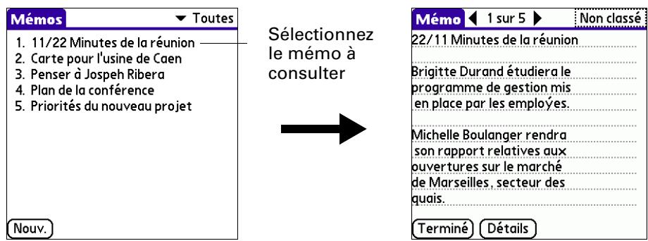 PALM TUNGSTEN T3 - Pour consulter un mémo : - 2