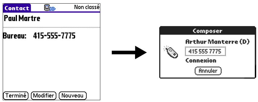 PALM TUNGSTEN T3 - Pour établir une connexion avec numérotation auto.: - 1