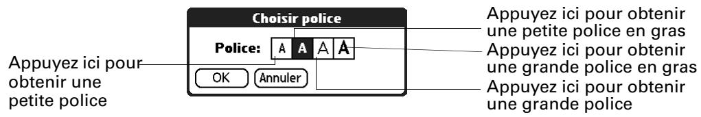 PALM TUNGSTEN T3 - Pour changer le style de la police : - 1