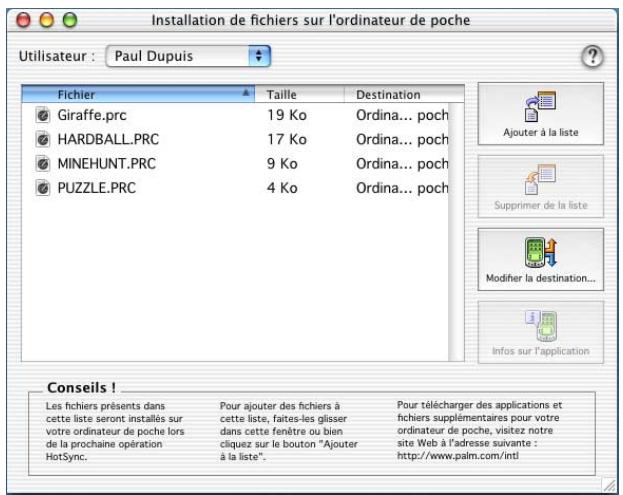 PALM TUNGSTEN T3 - Installation d'applications et de fichiers sur un macintosh - 1