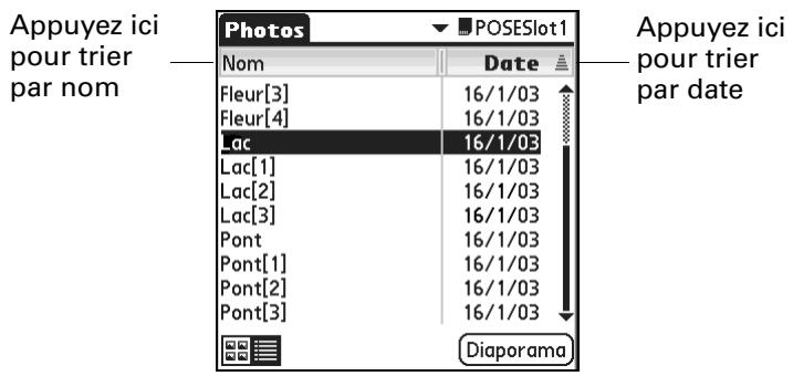 PALM TUNGSTEN T3 - Pour trier des photos dans la vue liste : - 1