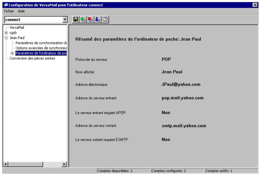 PALM TUNGSTEN T3 - Écrans relatifs aux informations des comptes - 2
