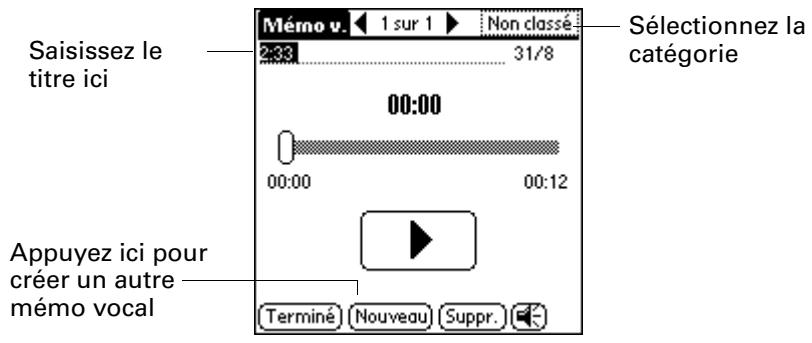 PALM TUNGSTEN T3 - Pour enregistrer un mémo vocal sur l'ordinateur de poche : - 1