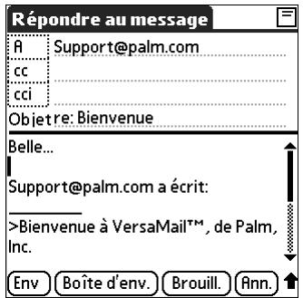 PALM TUNGSTEN T3 - Pour répondre à un message à partir de la liste des dossiers : - 3