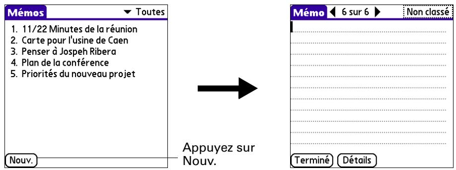 PALM TUNGSTEN T3 - Pour créer un mémo : - 1