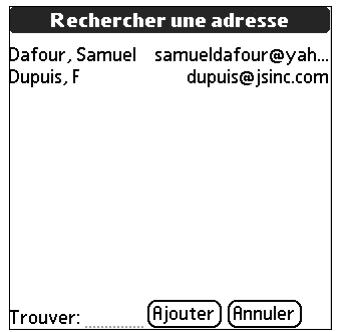 PALM TUNGSTEN T3 - Pour utiliser une adresse extraite de l'application contacts : - 1