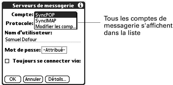 PALM TUNGSTEN T3 - Pour modifier un compte et ajouter ESMTP : - 1