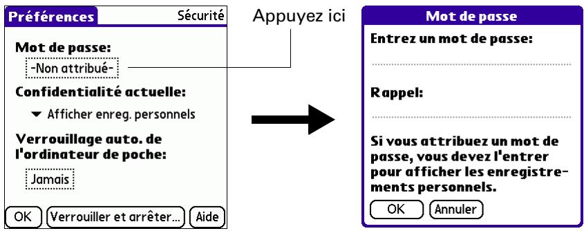 PALM TUNGSTEN T3 - Pour affétrer un mot de passe : - 1