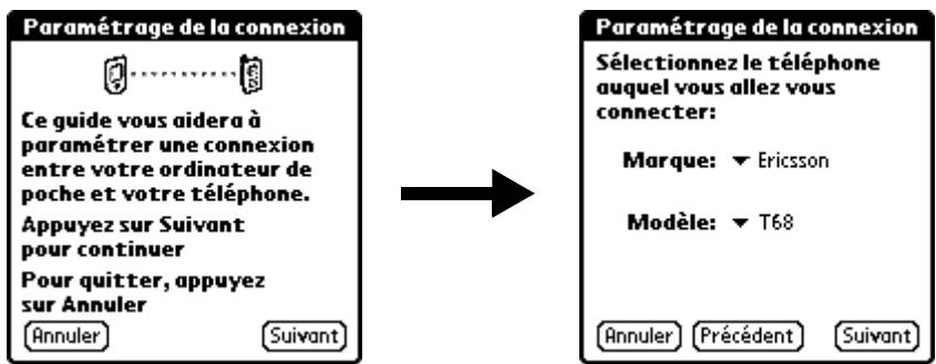 PALM TUNGSTEN T3 - Pour configurer une connexion téléphonique sur l'ordinateur de poche : - 1