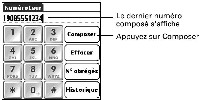 PALM TUNGSTEN T3 - Pour rappeler le dernier numéro composé : - 1
