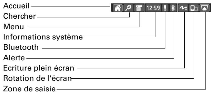 PALM TUNGSTEN T3 - Utilisation de la barre d'état - 1