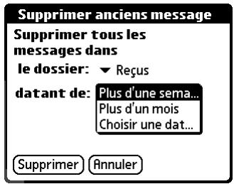 PALM TUNGSTEN T3 - Pour supprimer des messages antérieurs à une certaine date : - 2