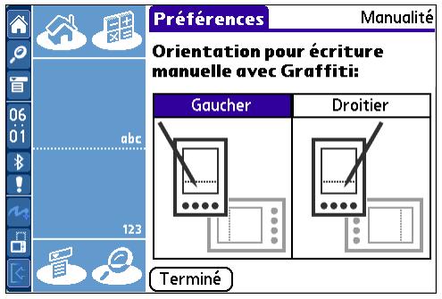 PALM TUNGSTEN T3 - Pour sélectionner une orientation : - 1