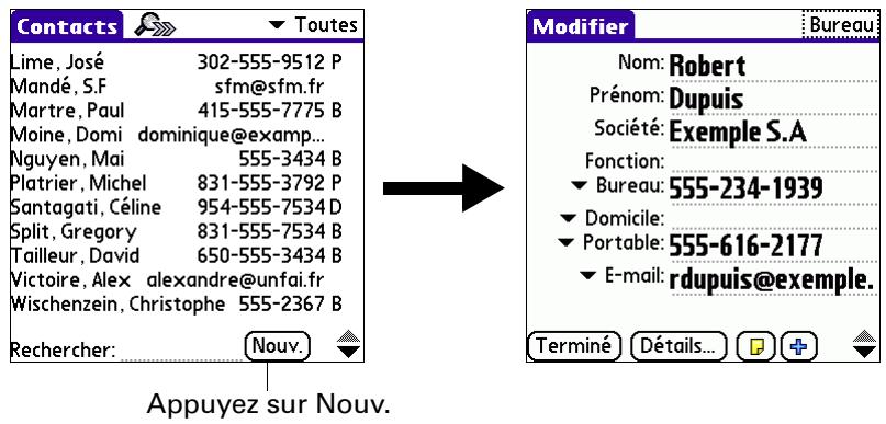 PALM TUNGSTEN T3 - Pour créer un contact : - 1