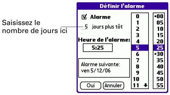 PALM TUNGSTEN T3 - Pour définir une alarme pour une tâche : - 1