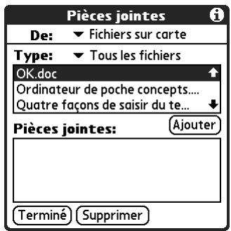 PALM TUNGSTEN T3 - Pour joindre un fichier à partir d'une carte d'extension : - 3