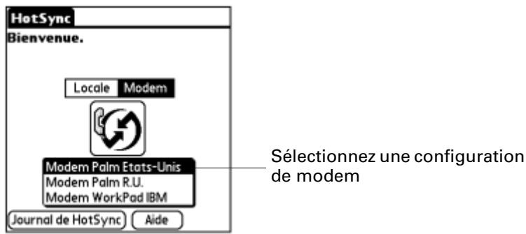 PALM TUNGSTEN T3 - Préparation de l'ordinateur de poche pour une opération hotsync par modem - 1