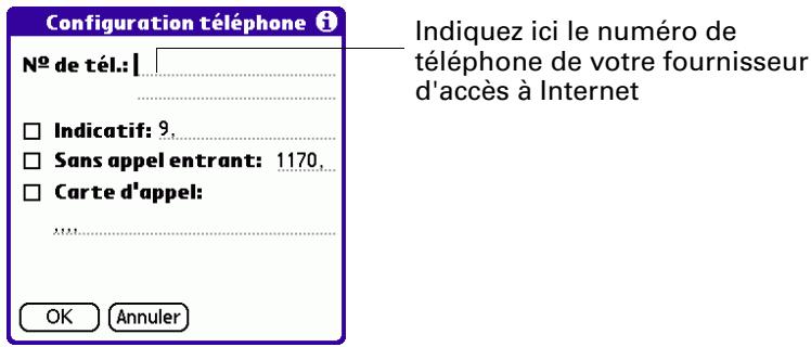 PALM TUNGSTEN T3 - Pour saisir le numéro de téléphone d'un serveur : - 1