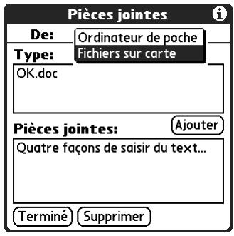 PALM TUNGSTEN T3 - Pour joindre un fichier à partir d'une carte d'extension : - 1