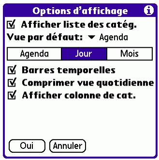 PALM TUNGSTEN T3 - Définition des options d'affichage de la vue quotidienne - 1