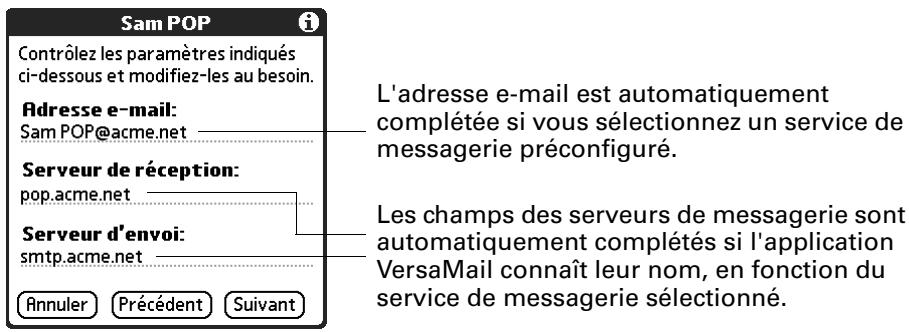 PALM TUNGSTEN T3 - Pour saisir les paramètres des serveurs de messagerie : - 1