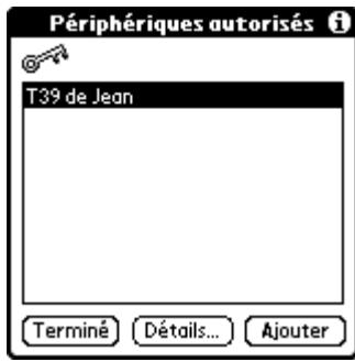 PALM TUNGSTEN T3 - Pour afficher des détails concernant un périphérique autorisé: - 1