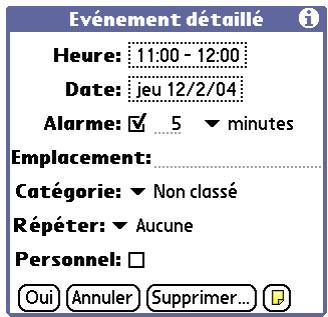 PALM TX - Réglage d'une alarme pour vous rappeler un événement programmé - 1