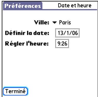 PALM TX - Configuration de la date et de l'heure - 1