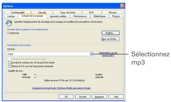 PALM TX - Configuration de windows media player pour la lecture de fichiers MP3 - 1