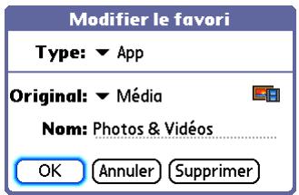 PALM TX - Modification d'entrées dans favoris - 1